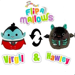 New, Tag Gone :( Squishmallow FlipAMallow Virgil & Hawley Vampire Bat Plush